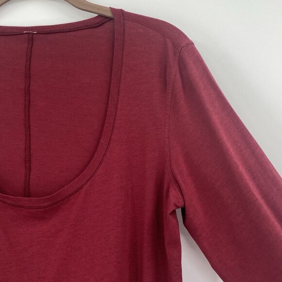 Lululemon Size M (NO SIZE TAG) Red Maroon Anahatasana Scoop Long Sleeve Tee Pima - Picture 8 of 13